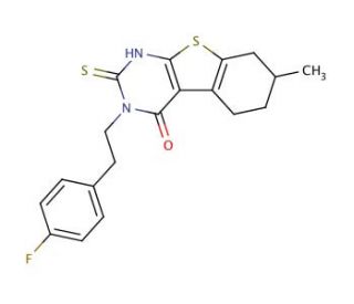 3-[2-(4-Fluoro-phenyl)-ethyl]-2-mercapto-7-methyl-5,6,7,8-tetrahydro-3H-benzo[4,5]thieno[2,3-d]pyrimidin-4-one - chemical str