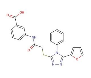 3-[2-(5-Furan-2-yl-4-phenyl-4H-[1,2,4]triazol-3-ylsulfanyl)-acetylamino]-benzoic acid - chemical structure image