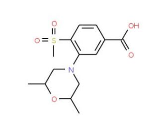 3-(2,6-Dimethylmorpholin-4-yl)-4-methylsulfonylbenzoic acid - chemical structure image