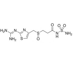 3-[2-(Diaminomethyleneamino)-1,3-thiazol-4-ylmethylsulphinyl]-N-sulphamoylpropanamide (CAS 1020719-36-1) - chemical structure
