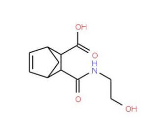 3-(2-Hydroxyethylcarbamoyl)-bicyclo[2.2.1]-hept-5-ene-2-carboxylic acid - chemical structure image