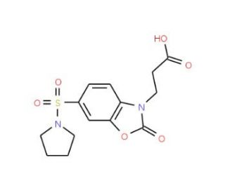 3-[2-oxo-6-(pyrrolidin-1-ylsulfonyl)-1,3-benzoxazol-3(2H)-yl]propanoic acid - chemical structure image