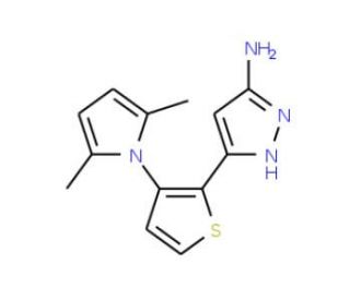 3-[3-(2,5-Dimethyl-1H-pyrrol-1-yl)-2-thienyl]-1H-pyrazol-5-amine - chemical structure image