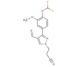 3-{3-[4-(difluoromethoxy)-3-methoxyphenyl]-4-formyl-1H-pyrazol-1-yl}propanenitrile - chemical structure image