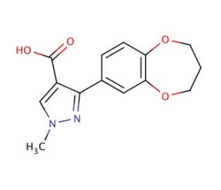3-(3,4-dihydro-2H-1,5-benzodioxepin-7-yl)-1-methyl-1H-pyrazole-4-carboxylic acid - chemical structure image