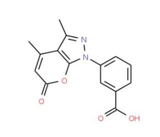 3-(3,4-Dimethyl-6-oxo-6H-pyrano[2,3-c]pyrazol-1-yl)-benzoic acid - chemical structure image