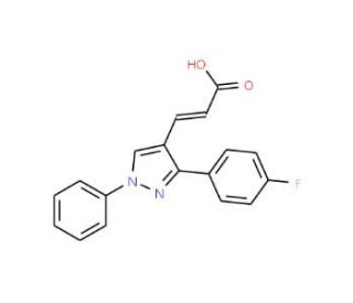3-[3-(4-Fluoro-phenyl)-1-phenyl-1H-pyrazol-4-yl]-acrylic acid (CAS 108446-72-6) - chemical structure image