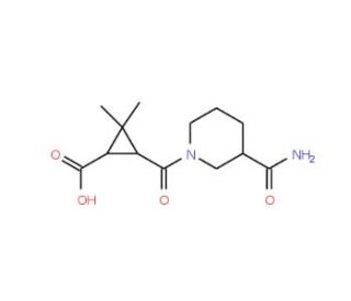 3-{[3-(Aminocarbonyl)piperidin-1-yl]carbonyl}-2,2-dimethylcyclopropanecarboxylic acid - chemical structure image