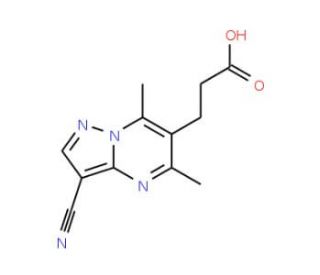 3-(3-cyano-5,7-dimethylpyrazolo[1,5-a]pyrimidin-6-yl)propanoic acid - chemical structure image