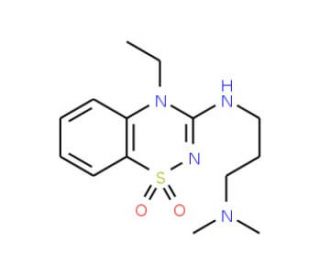 3-[3-(Dimethylamino)propylamino]-4-ethyl-4H-1,2,4-benzothiadiazin-1,1-dioxide - chemical structure image