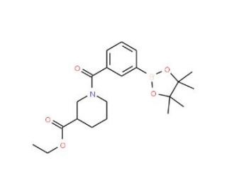 3-[3-(Ethoxycarbonyl)piperidine-1-carbonyl]phenylboronic acid pinacol ester (CAS 1073355-04-0) - chemical structure image