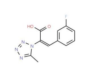 3-(3-fluorophenyl)-2-(5-methyl-1H-tetrazol-1-yl)acrylic acid - chemical structure image