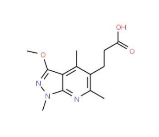 3-(3-methoxy-1,4,6-trimethyl-1H-pyrazolo[3,4-b]pyridin-5-yl)propanoic acid - chemical structure image