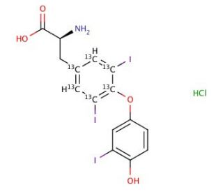 3,3&prime;,5-Triiodothyronine-(tyrosine phenyl-13C6) hydrochloride (CAS 1217473-60-3) - chemical structure image