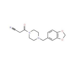 3-[4-(1,3-Benzodioxol-5-ylmethyl)piperazin-1-yl]-3-oxopropanenitrile - chemical structure image