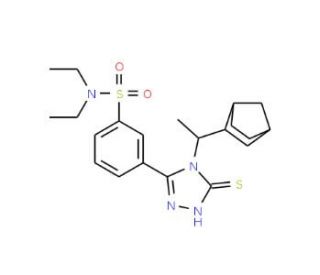 3-[4-(1-Bicyclo[2.2.1]hept-2-yl-ethyl)-5-mercapto-4H-[1,2,4]triazol-3-yl]-N,N-diethyl-benzenesulfonamide - chemical structure