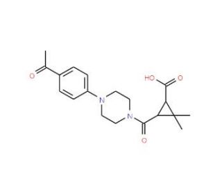 3-{[4-(4-Acetylphenyl)piperazin-1-yl]carbonyl}-2,2-dimethylcyclopropanecarboxylic acid - chemical structure image