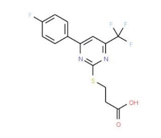 3-{[4-(4-Fluorophenyl)-6-(trifluoromethyl)-pyrimidin-2-yl]thio}propanoic acid - chemical structure image