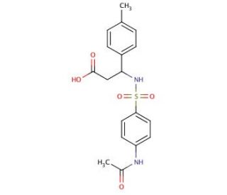 3-({[4-(acetylamino)phenyl]sulfonyl}amino)-3-(4-methylphenyl)propanoic acid - chemical structure image
