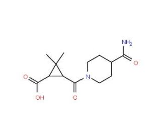 3-{[4-(Aminocarbonyl)piperidin-1-yl]carbonyl}-2,2-dimethylcyclopropanecarboxylic acid - chemical structure image