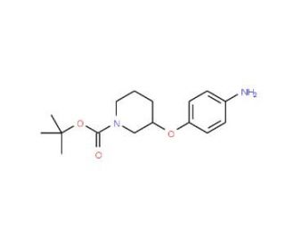 3-(4-Aminophenoxy)piperidine-1-carboxylic acid tert-butyl ester (CAS 643087-95-0) - chemical structure image
