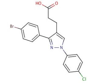 3-(4-Bromophenyl)-1-(4-chlorophenyl)pyrazole-4-propionic acid (CAS 870704-04-4) - chemical structure image