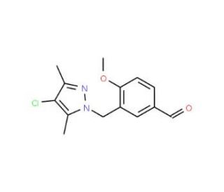 3-(4-Chloro-3,5-dimethyl-pyrazol-1-ylmethyl)-4-methoxy-benzaldehyde - chemical structure image