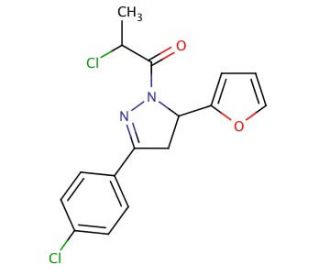3-(4-chlorophenyl)-1-(2-chloropropanoyl)-5-(2-furyl)-4,5-dihydro-1H-pyrazole - chemical structure image