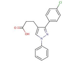 3-(4-Chlorophenyl)-1-phenylpyrazole-4-propionic acid (CAS 108446-79-3) - chemical structure image