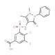 3,4-Dichloro-5-(1,5-dimethyl-3-oxo-2-phenyl-2,3-dihydro-1H-pyrazol-4-ylsulfamoyl)-benzoic acid - chemical structure image