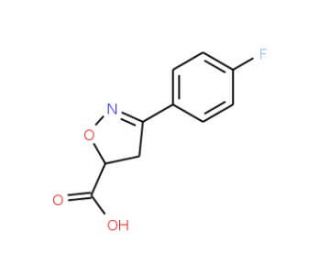 3-(4-Fluoro-phenyl)-4,5-dihydro-isoxazole-5-carboxylic acid (CAS 522615-28-7) - chemical structure image