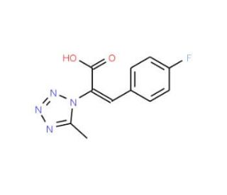 3-(4-fluorophenyl)-2-(5-methyl-1H-tetrazol-1-yl)acrylic acid - chemical structure image
