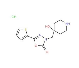 3-(4-Hydroxy-piperidin-4-ylmethyl)-5-thiophen-2-yl-3H-[1,3,4]oxadiazol-2-one hydrochloride - chemical structure image