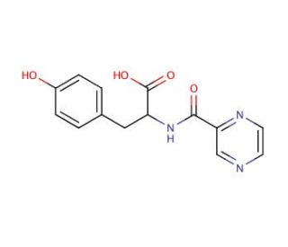 3-(4-hydroxyphenyl)-2-(pyrazin-2-ylformamido)propanoic acid - chemical structure image