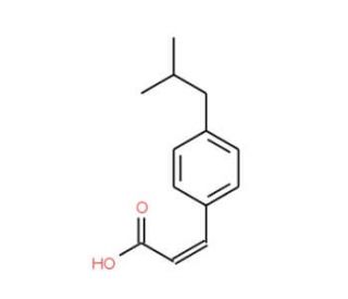 3-(4-isobutylphenyl)acrylic acid (CAS 66734-95-0) - chemical structure image