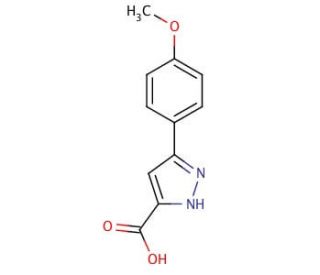 3-(4-Methoxyphenyl)-1H-pyrazole-5-carboxylic acid (CAS 27069-16-5) - chemical structure image