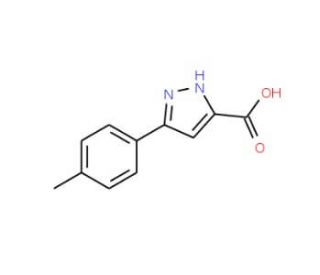 3-(4-methylphenyl)-1H-pyrazole-5-carboxylic acid (CAS 890007-12-2) - chemical structure image
