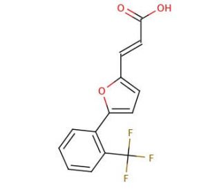 3-[5-(2-(Trifluoromethyl)phenyl)furan-2-yl]-acrylic acid, predominantly trans (CAS 480425-31-8) - chemical structure image