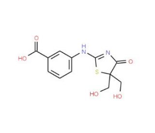 3-(5,5-Bis-hydroxymethyl-4-oxo-4,5-dihydro-thiazol-2-ylamino)-benzoic acid - chemical structure image