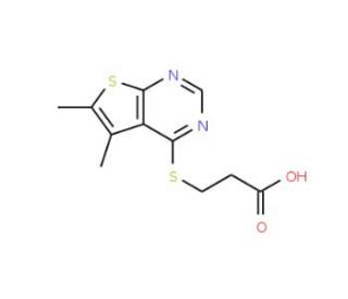 3-({5,6-dimethylthieno[2,3-d]pyrimidin-4-yl}sulfanyl)propanoic acid - chemical structure image