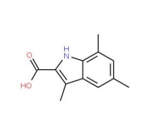 3,5,7-Trimethyl-1H-indole-2-carboxylic acid (CAS 876715-82-1) - chemical structure image