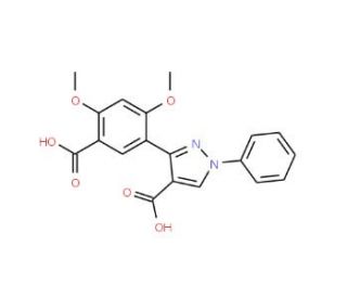 3-(5-carboxy-2,4-dimethoxyphenyl)-1-phenyl-1H-pyrazole-4-carboxylic acid - chemical structure image
