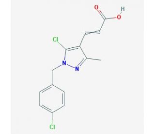 3-[5-chloro-1-(4-chlorobenzyl)-3-methyl-1H-pyrazol-4-yl]acrylic acid - chemical structure image