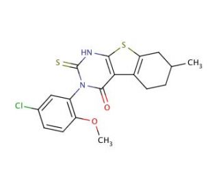 3-(5-Chloro-2-methoxy-phenyl)-2-mercapto-7-methyl-5,6,7,8-tetrahydro-3H-benzo[4,5]thieno[2,3-d]pyrimidin-4-one - chemical str