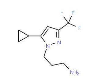 3-[5-Cyclopropyl-3-(trifluoromethyl)-1H-pyrazol-1-yl]propan-1-amine (CAS 925580-00-3) - chemical structure image
