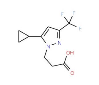 3-[5-Cyclopropyl-3-(trifluoromethyl)-1H-pyrazol-1-yl]propanoic acid (CAS 956394-41-5) - chemical structure image