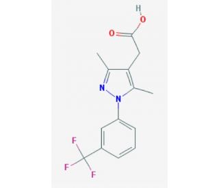 {3,5-dimethyl-1-[3-(trifluoromethyl)phenyl]-1H-pyrazol-4-yl}acetic acid (CAS 70597-87-4) - chemical structure image