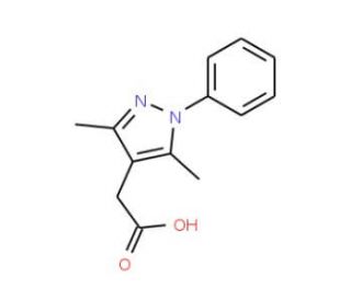 (3,5-dimethyl-1-phenyl-1H-pyrazol-4-yl)acetic acid (CAS 32710-88-6) - chemical structure image