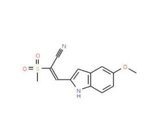 3-(5-Methoxy-1H-indol-2-yl)-2-(methylsulfonyl)-acrylonitrile (CAS 900014-99-5) - chemical structure image