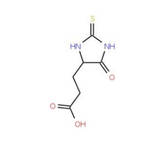 3-(5-Oxo-2-thioxoimidazolidin-4-yl)-propionic acid (CAS 83178-70-5) - chemical structure image